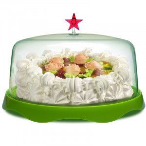 QL10039-GN Тортовница подарочная merry tray большая зеленая Qualy