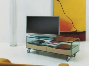 Tonelli Design Стеклянная тумба под ТВ на колесиках