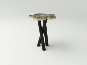 Журнальный столик из дуба и камня