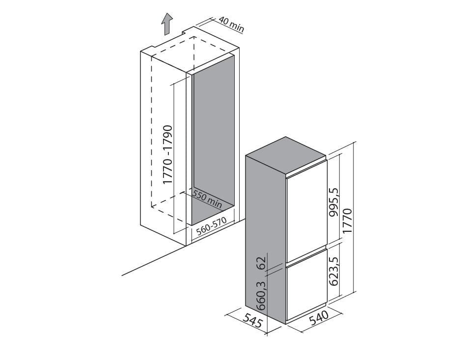Комбинированный встраиваемый холодильник no frost Barazza Aura ARCH-00076020 - Вид №3