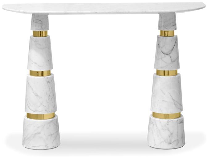 KOKET Консоль в форме полумесяца из каррарского мрамора Avalanche sun-id-1490708 - Вид №1