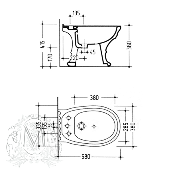 ML.GNT-25.832.D1 Биде напольное  Migliore  - Вид №2