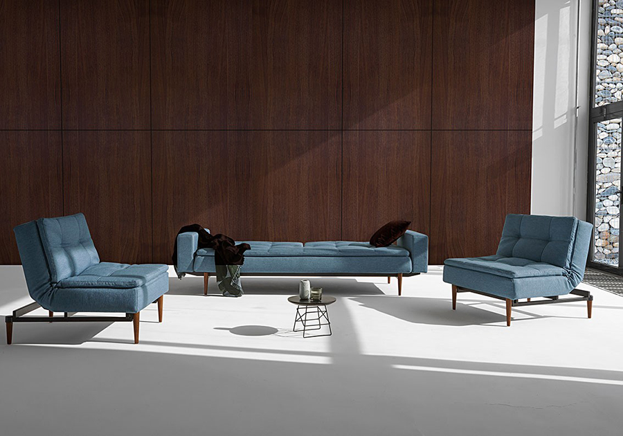 Диван Dublexo с мягкими подлокотниками Round и ножками Styletto, индиго Innovation Living DUBLEXOARM558 - Вид №8