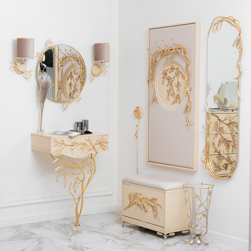 15015 Вешалка настенная Oliva Branch Айвори Мраморное золото BOGACHO 4627196597518 - Вид №2