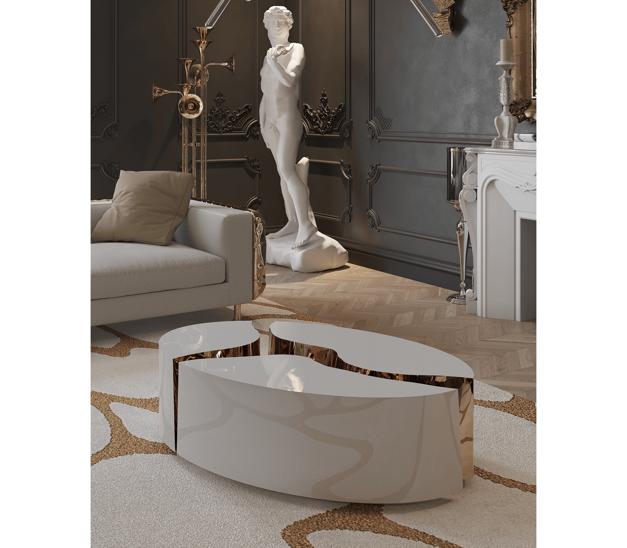 0-182 Овальный белый центральный стол Lapiaz Boca Do Lobo  - Вид №3