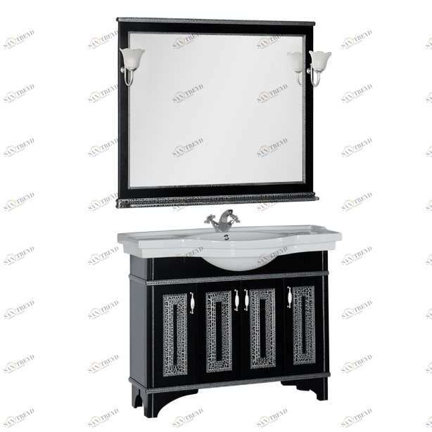 Комплект мебели Aquanet Валенса 110 черный краколет/серебро 00180450