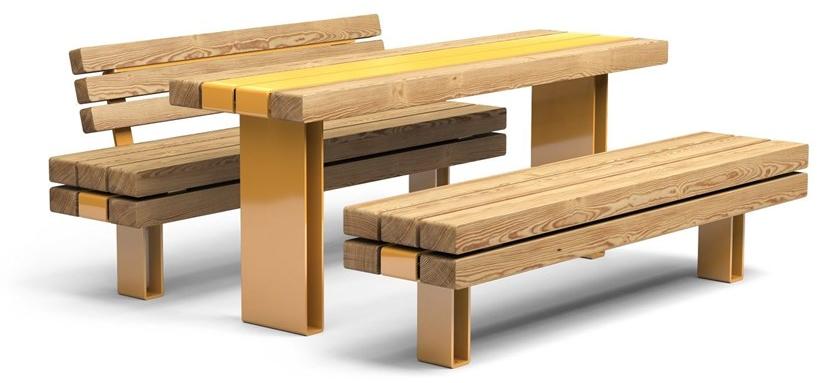 VESTRE Прямоугольный стол для общественных мест из стали и дерева Kong sun-id-1457531 - Вид №1