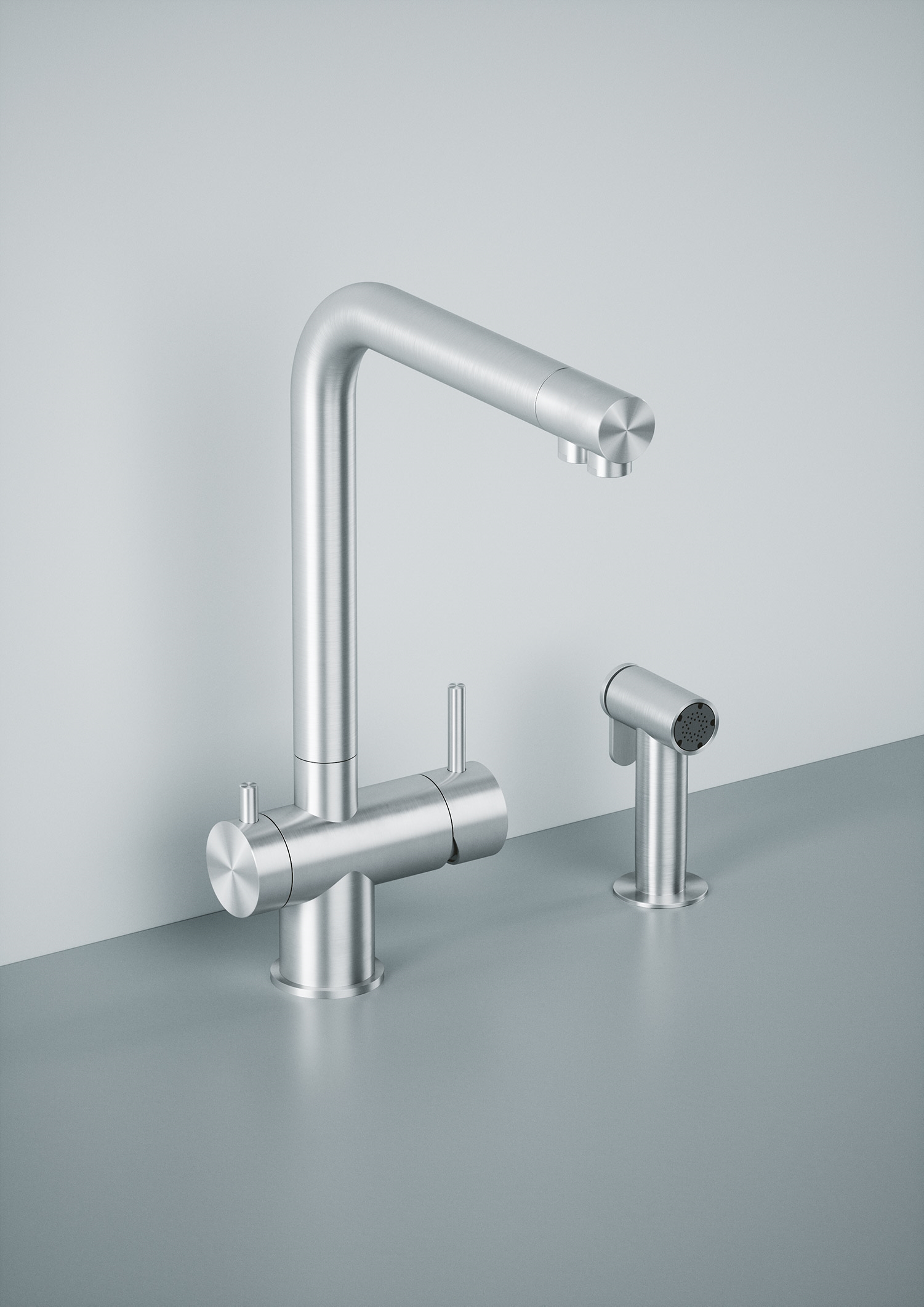 Idealaqua Inox. 374. Смеситель для кухонной мойки Quadrodesign - Вид №1