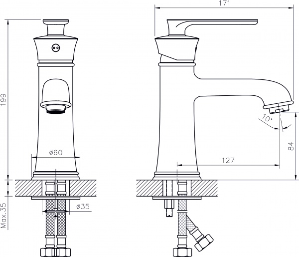 Смеситель для раковины Rush Flores FLG0835-1 золото 11522113 - Вид №1