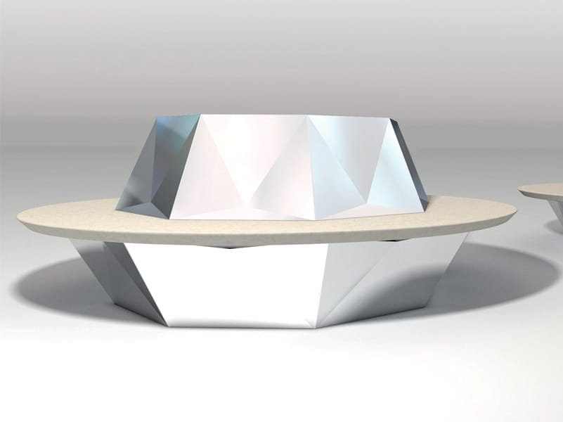 Круглая скамья со спинкой со встроенной плантатором Viscio Urban Design DAMANTE ARCH-00041277