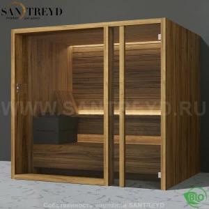 Effegibi YOKU.G105 BI.70300005 Био-сауна с правой дверью. Мощность: 12 кВт макс. Размеры: длина 230 см, ширина 200 см. Отделка: термообработанное дерево