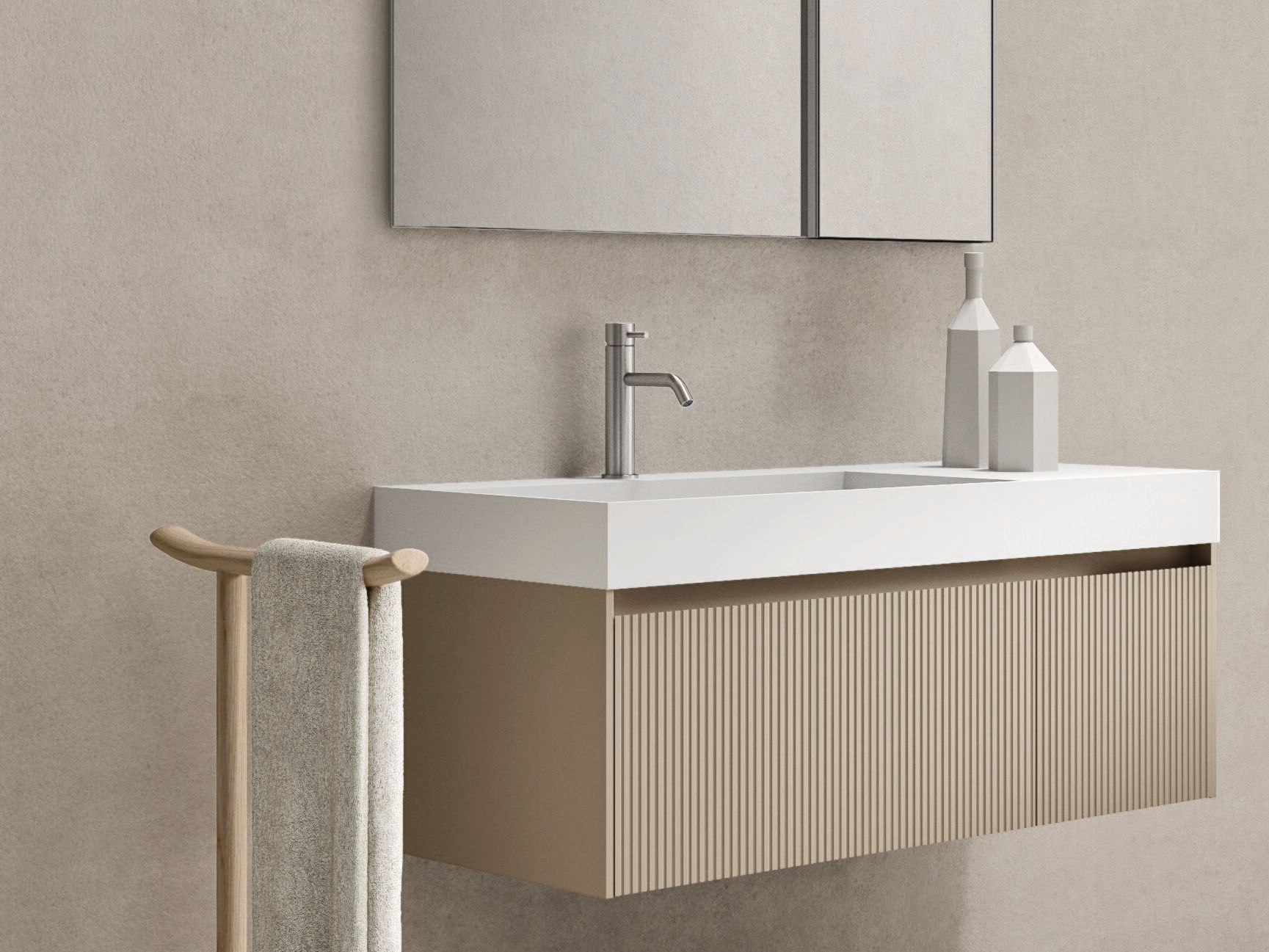 Одиночный деревянный и Milltek подвесной умывальник с ящиками Noorth синтез ARCH-00032671 - Вид №2