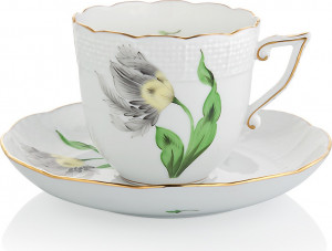 1051662 Herend Чашка кофейная с блюдцем 160мл "Китти" (черная) Фарфор