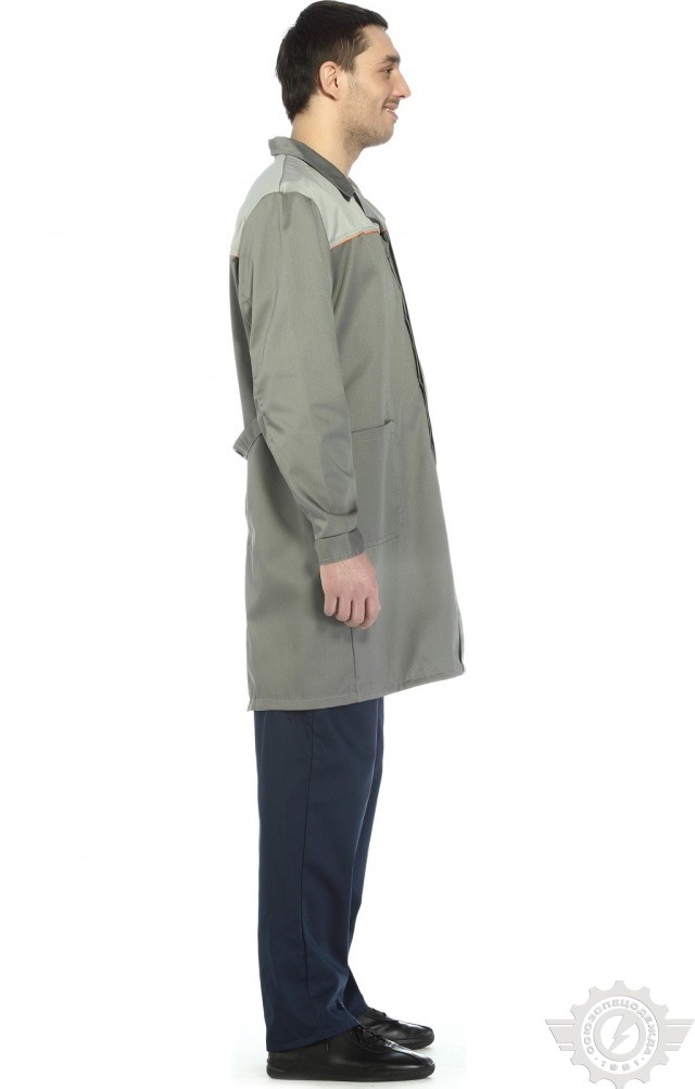 65752 Халат "Профессионал" мужской темно-серый со светло-серым  Одежда для обслуживающего персонала  размер 52-54/170-176 Спецодежда  - Вид №4