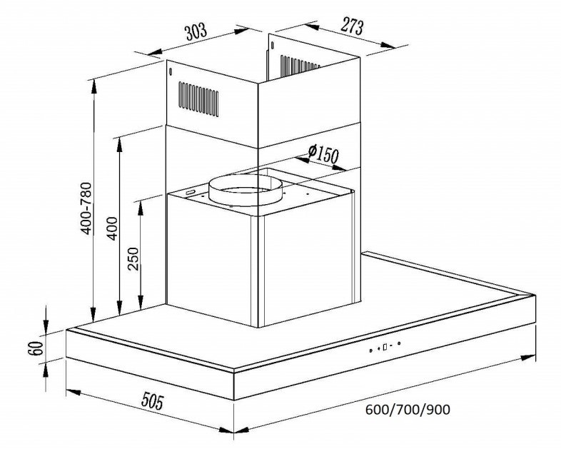 9240975 Вытяжка каминная SCHTOFF S PLUS 700 X серебристый STDN-0093465 - Вид №1