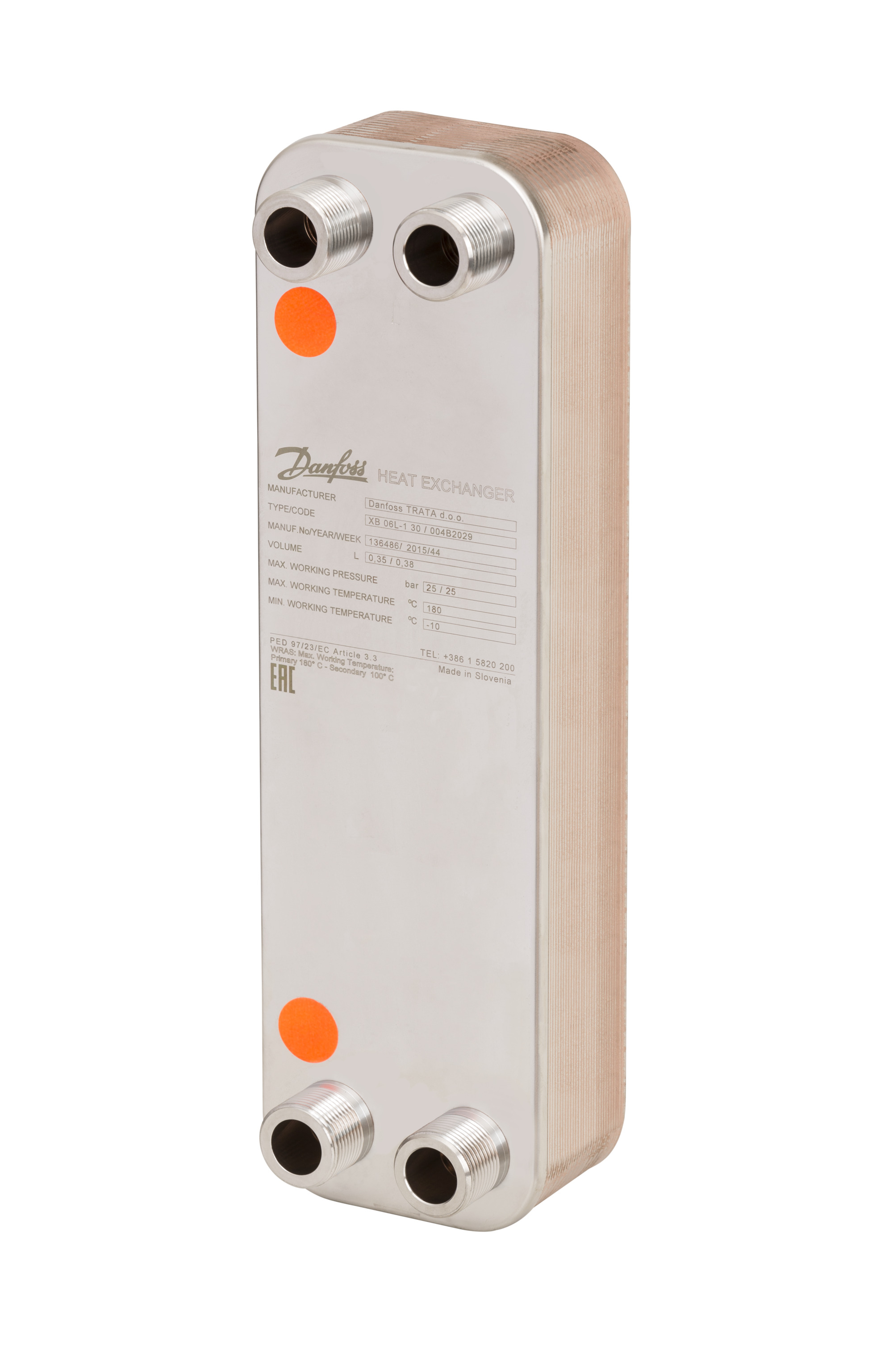 Danfoss Паяный пластинчатый теплообменник серии XB06 XB 06H-1 20 паяный пласт. теплообменник 004B2039  - Вид №2