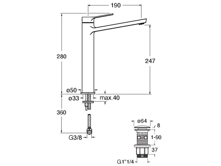 Смеситель для раковины с высоким верхом CRISTINA Rubinetterie Elevation ARCH-00114769 - Вид №2