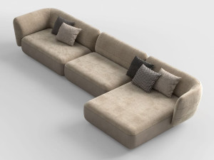Модульный диван из ткани и кожи