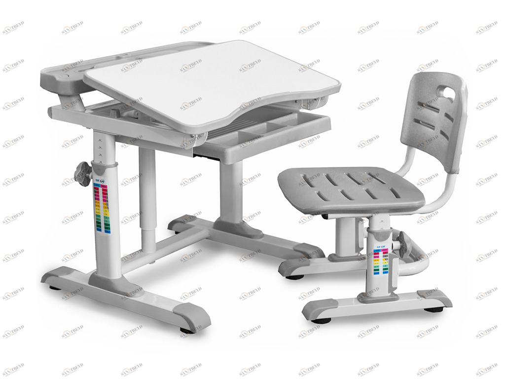 Растущая парта и стул белая, серая MEALUX EVO  261492 Белый;серый Santreyd 
