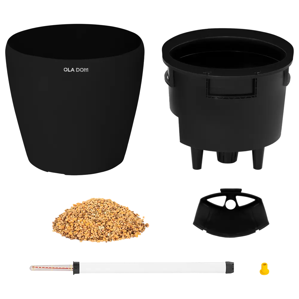 Кашпо Oladom Deluxe Ø43.5 h39.5 см v26 л пластик черный с автополивом 89446361 STLM-2052915 Santreyd - Вид №1