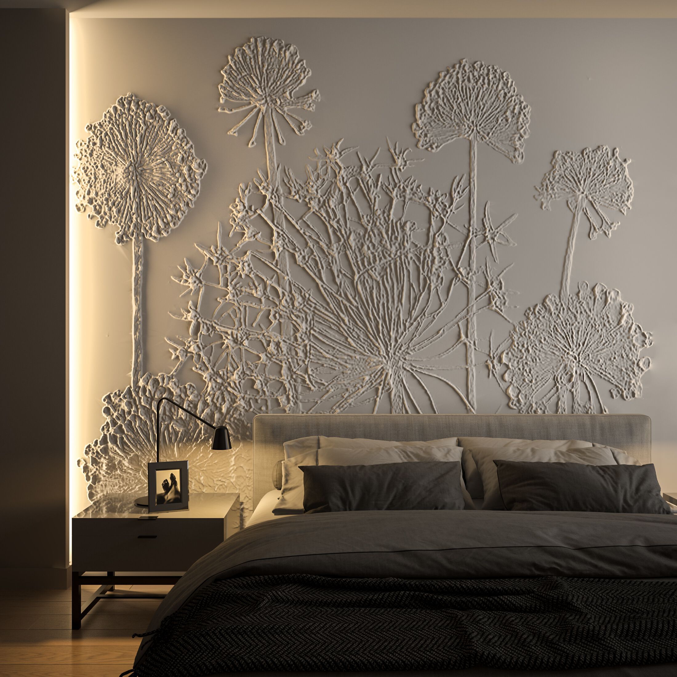 Трехмерная декоративная гипсовая панель WallDeco DANDELIONS ARCH-00137208 - Вид №1