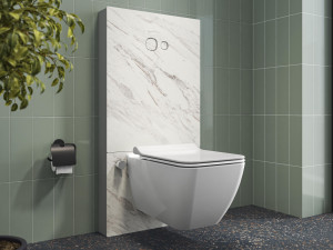 Моноблочный подвесной туалет из розового дерева и фарфора