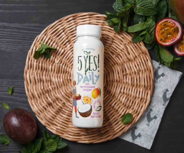 9637 Йогурт питьевой растительный "Манго-маракуйя" Вкусляндия 