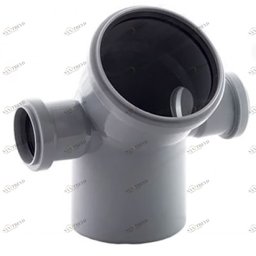 Отвод ПВХ канализационная D110х45° с выходом 50 (левый+правый) Политек 6317