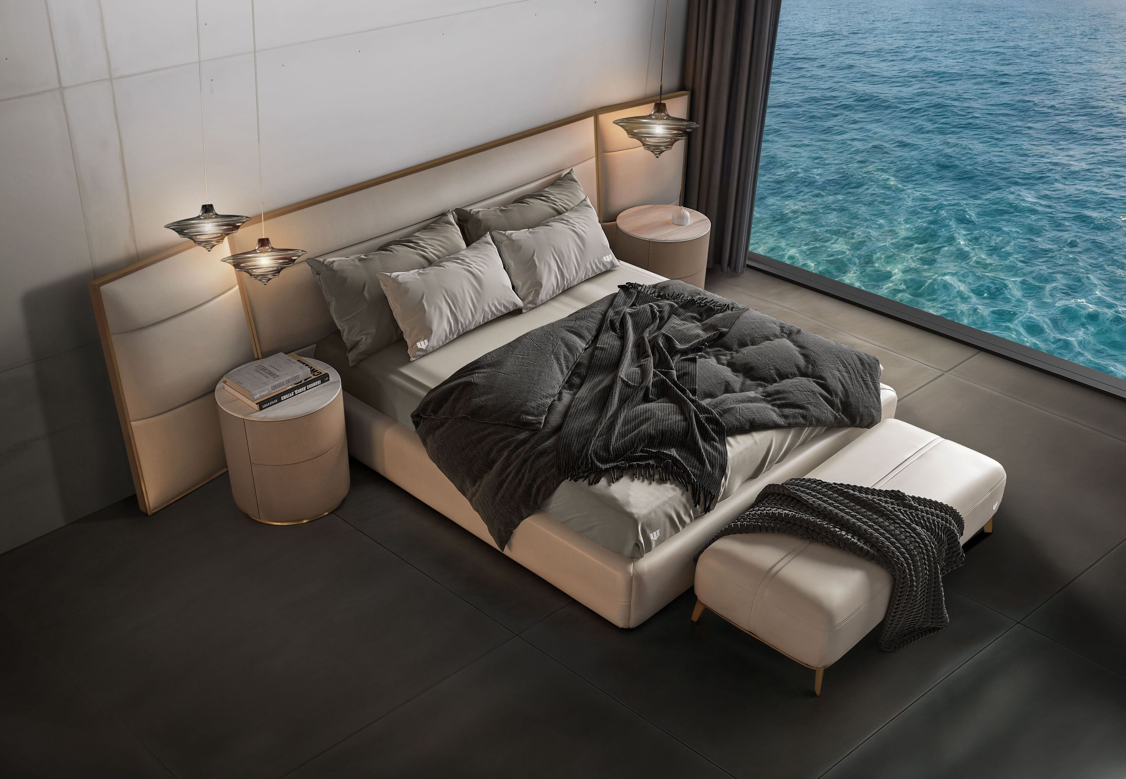 Кожаная двуспальная кровать Wayne Enterprises Home Collection WE-075 ARCH-00082783 - Вид №7