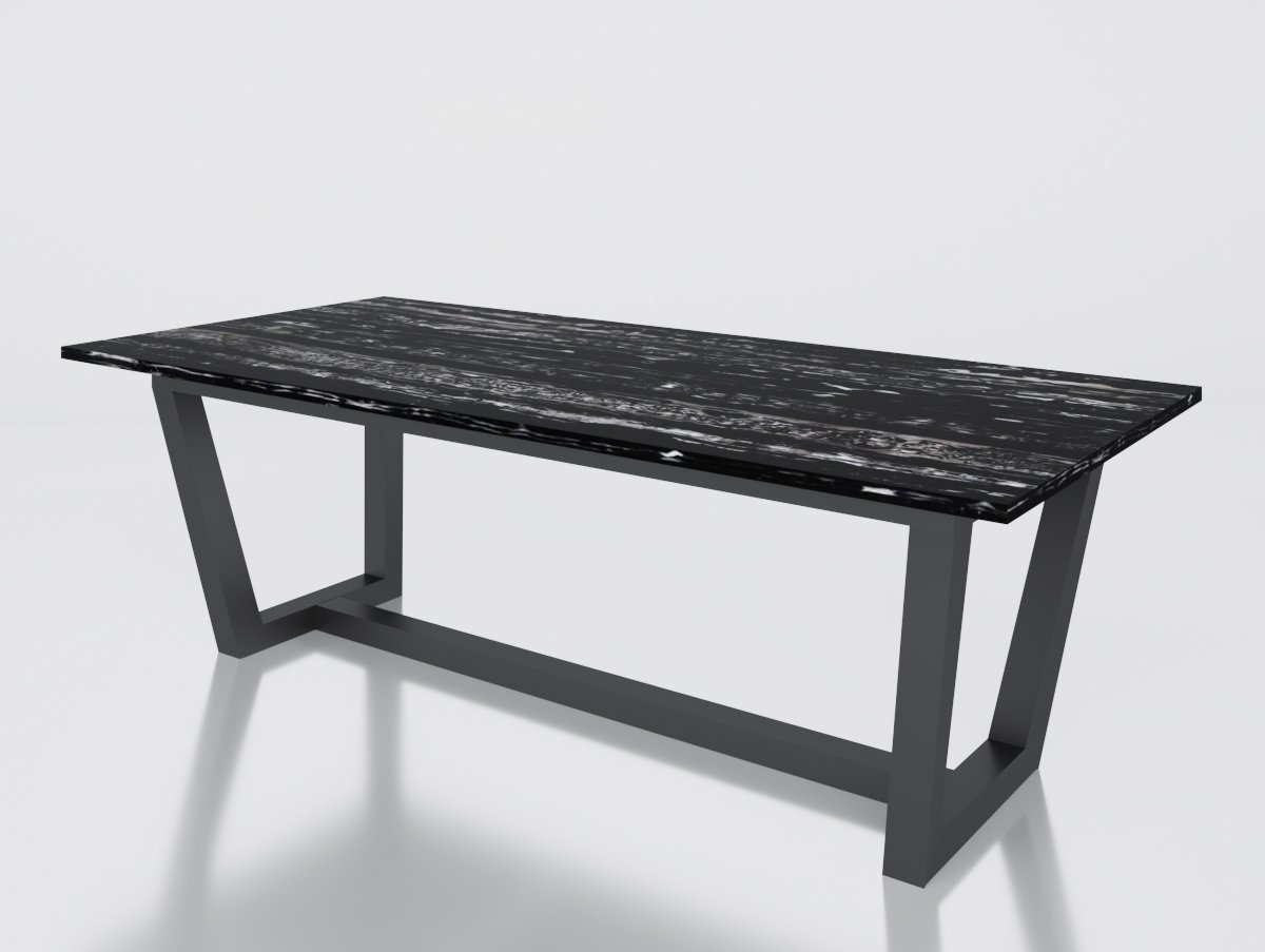 Обеденный стол черный с мраморной столешницей 200 см "Мингус" АЛЕТАН  350924 Черный  - Вид №1