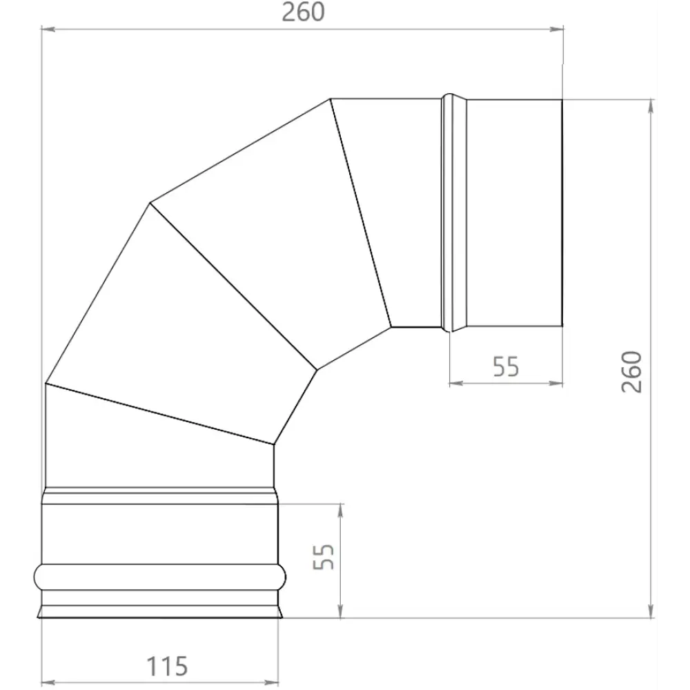 Колено 4 секции Металлик и Ко угол 90 (430/0.8 мм) D115 мм STLM-2071588 - Вид №2