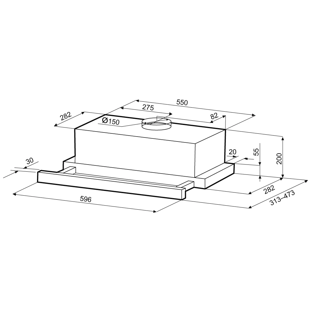 9221202 Вытяжка телескопическая KRONA KAMILLA TK 600 WHITE белый/белый KRONA1 STDN-0134979 - Вид №14