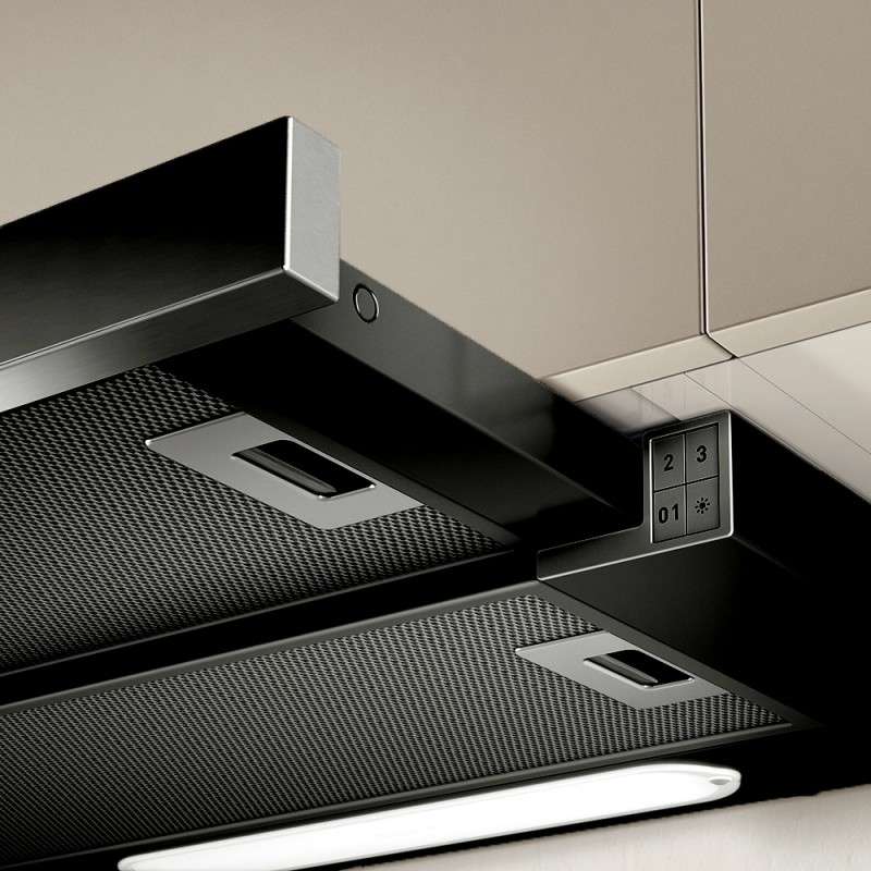 ELITE 14 LUX BL/A/50-PRF0081870B Встраиваемые вытяжки / встраиваемая, 50 см, кнопочное управление, 650 куб. м. , серая+черное стекло Elica  - Вид №1