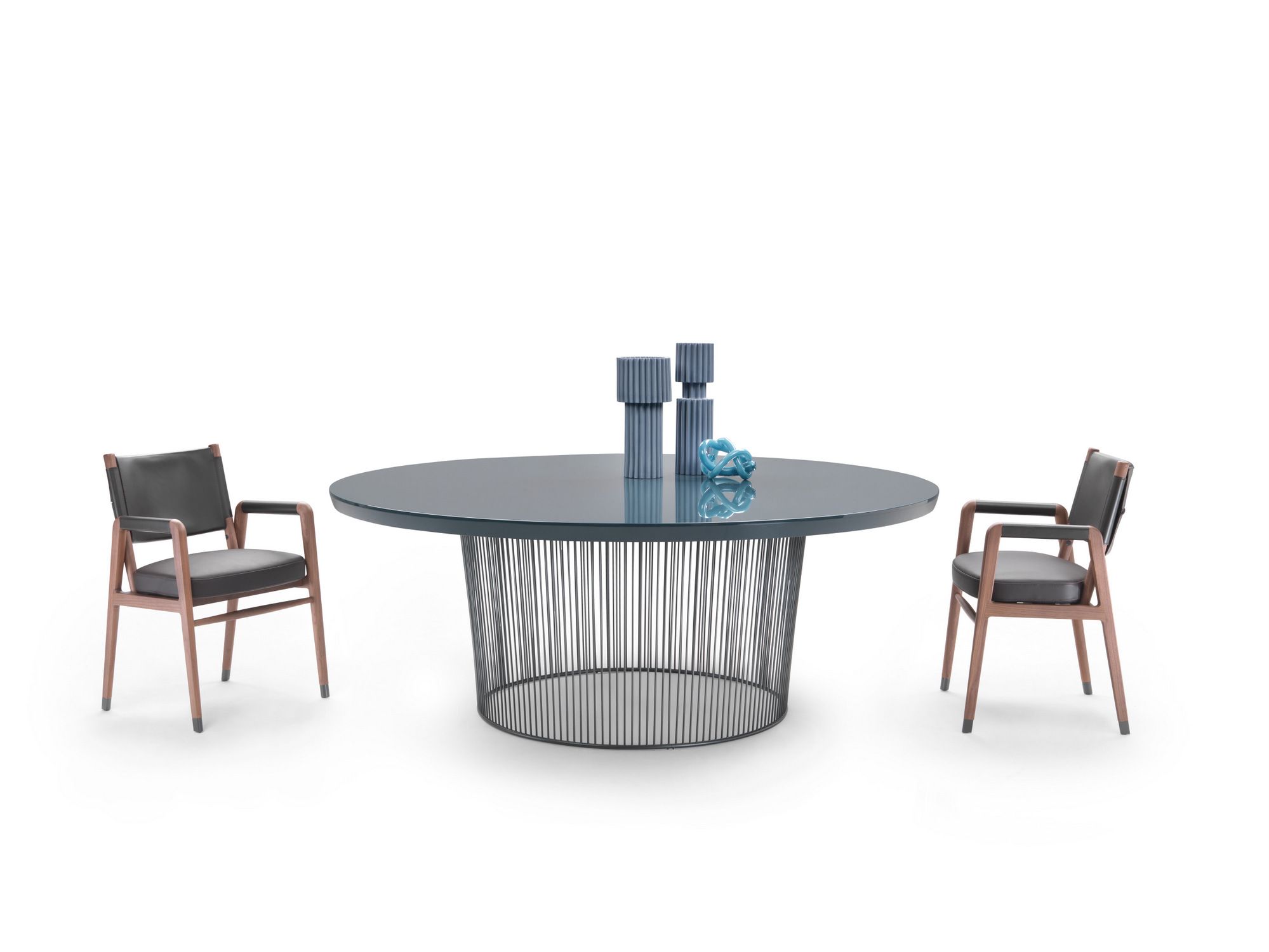 Круглый стол с металлическим основанием и шпоном Flexform Берри ARCH-00083792 - Вид №1