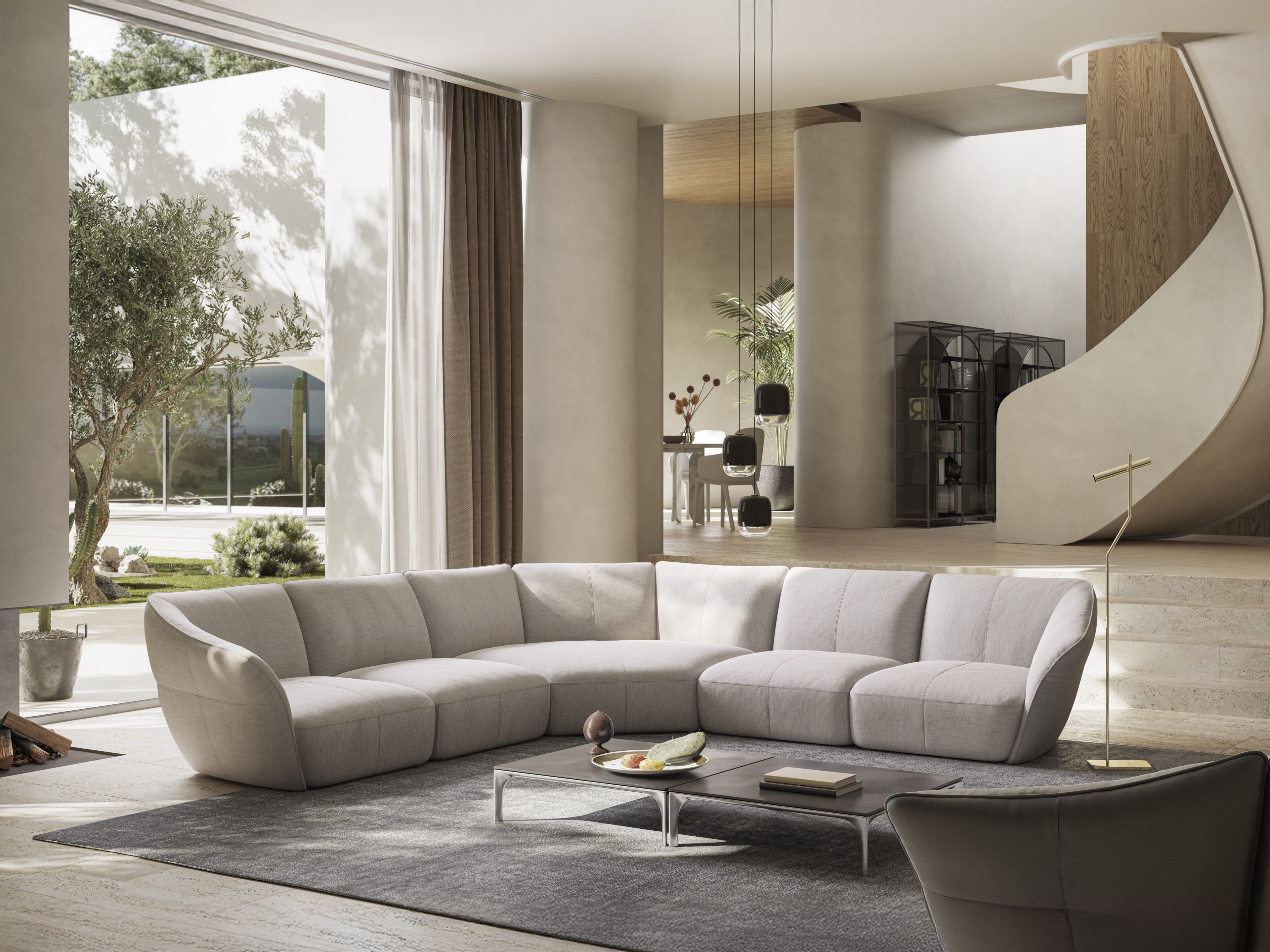 Модульный угловой диван из ткани Natuzzi Italia TIMELESS ARCH-00036647 - Вид №12