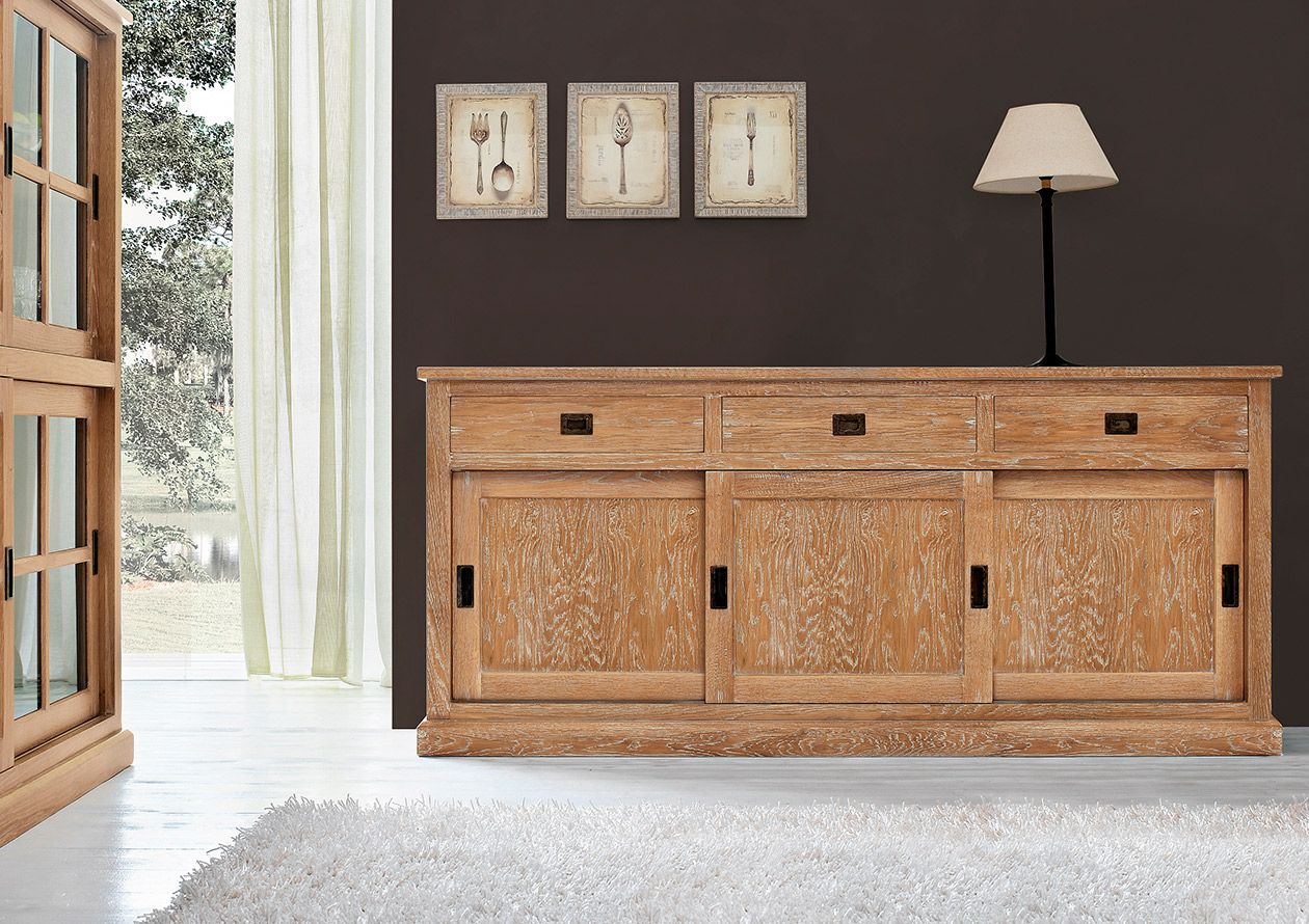 Шкаф с 3 дверцами и 4 ящиками из массива дерева Devina Nais English ARCH-00135731