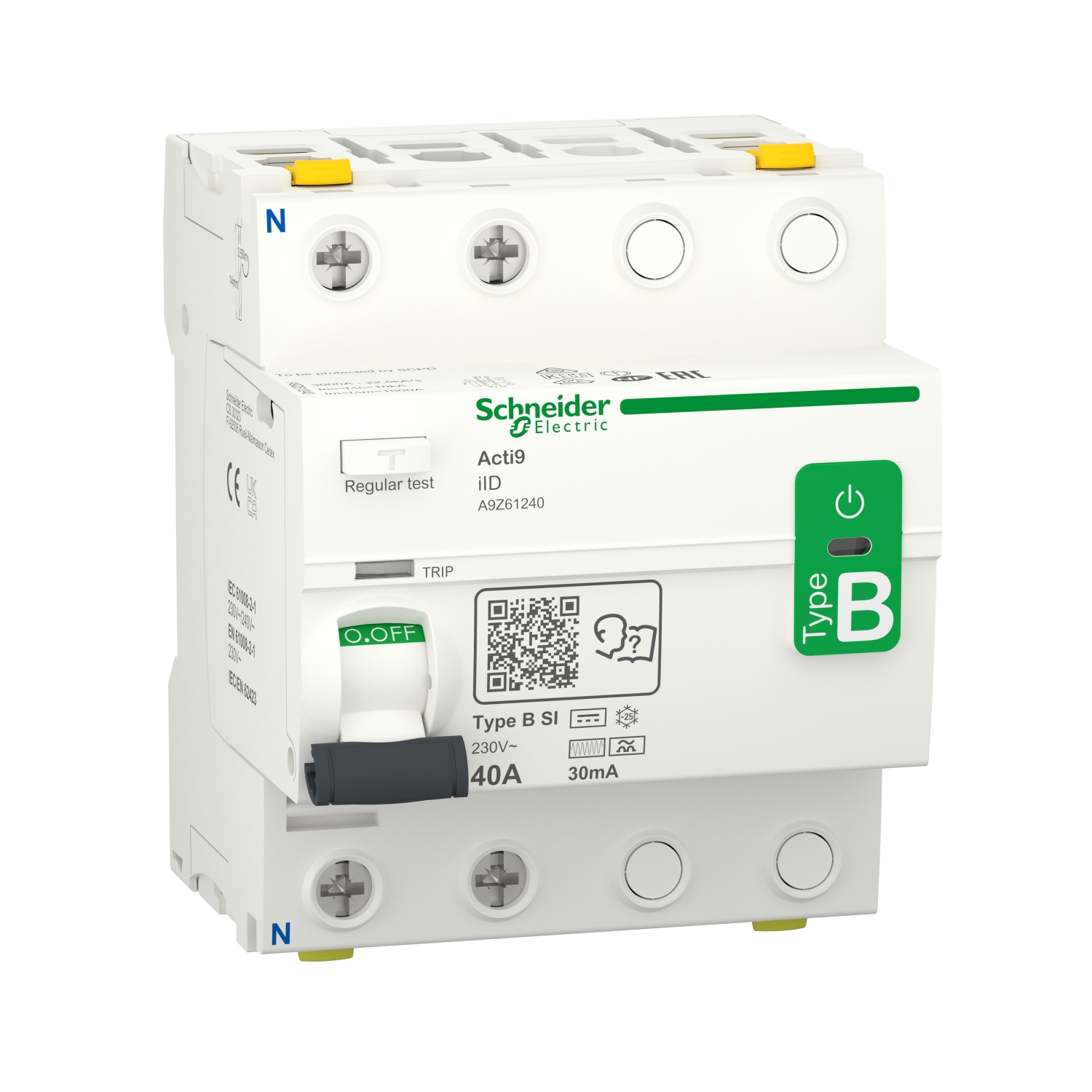 A9Z61240 УЗО Acti9 2P 40А 3 кА, 30 мА ( B-SI ) Schneider Electric Acti 9 