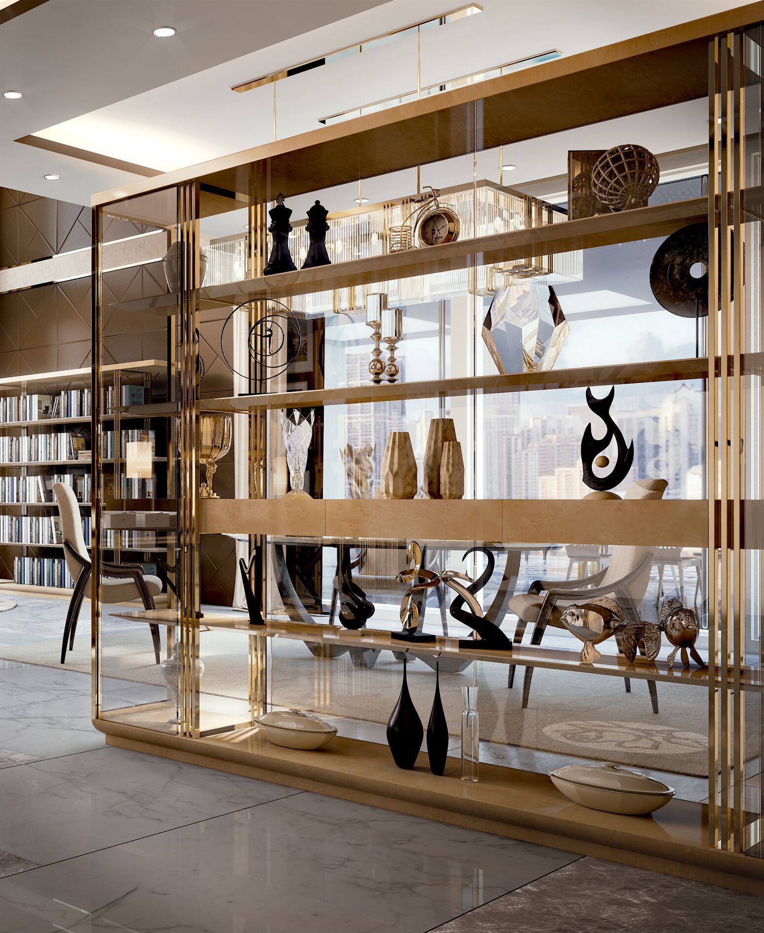 Самонесущий настенный книжный шкаф из стекла Bizzotto Italia Symphony-Infinity ARCH-00012412 - Вид №3