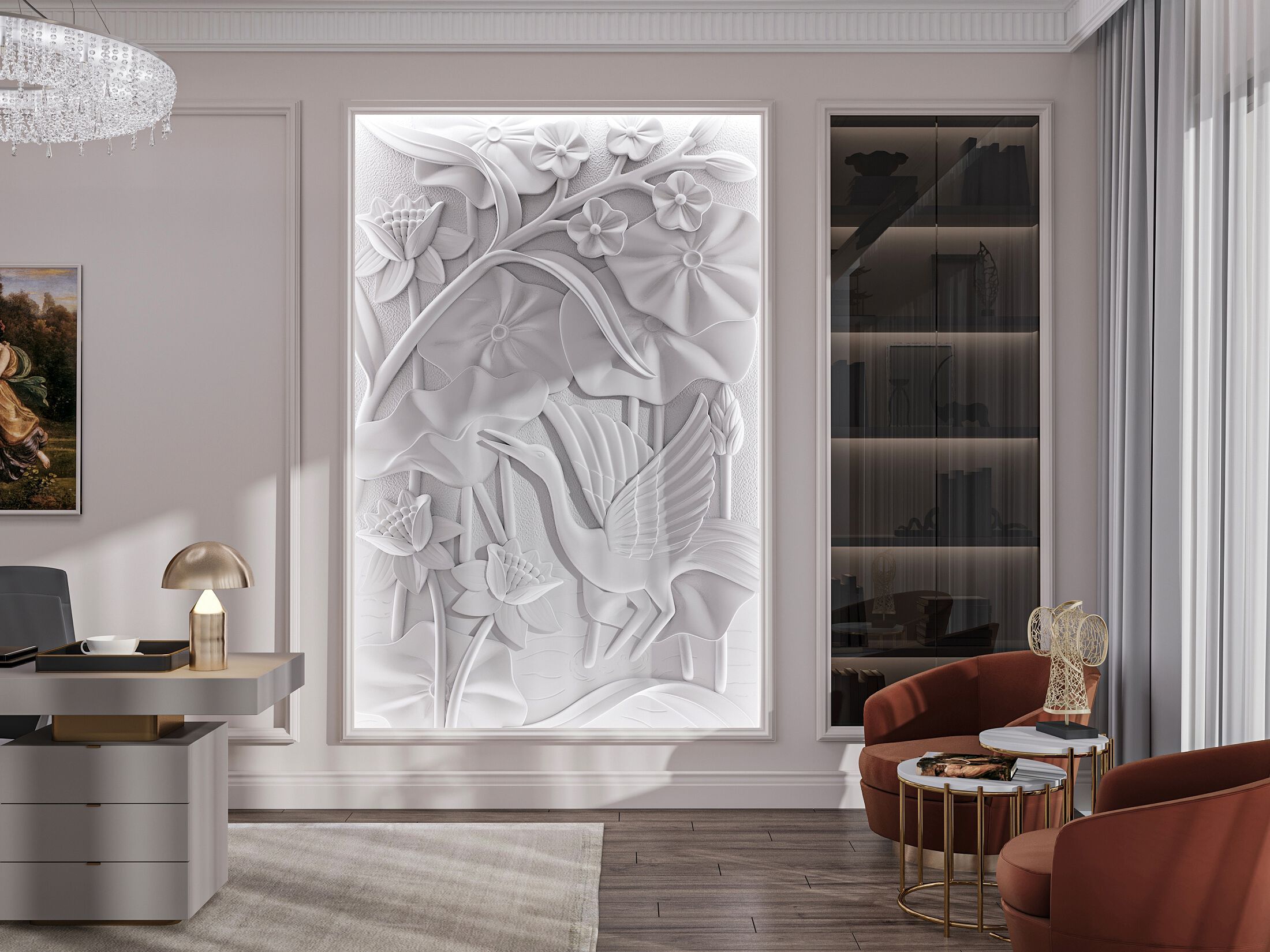 Трехмерная декоративная гипсовая панель WallDeco ORCHIDS ARCH-00084990