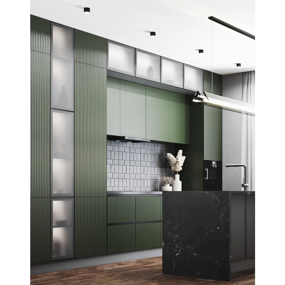 Фасад-витрина Konsensa Вельск 30x102 см чёрный матовый для кухонного гарнитура 89405459 STLM-1585073 - Вид №4