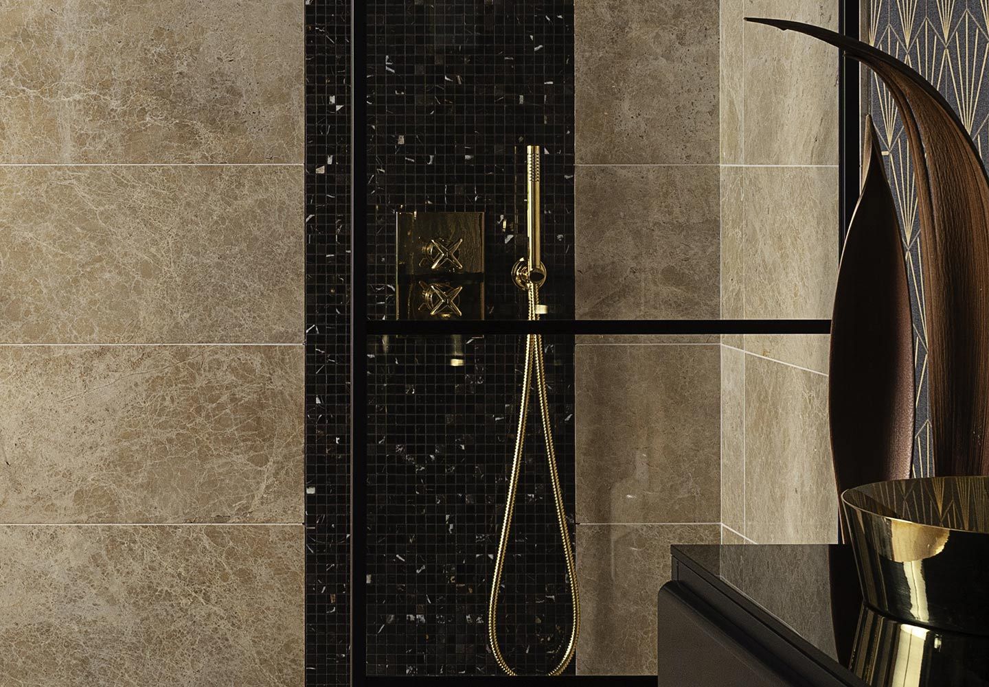 Встраиваемый смеситель для душа с 2 отверстиями и пластиной Park Avenue Cross ARCH-00133621 - Вид №1