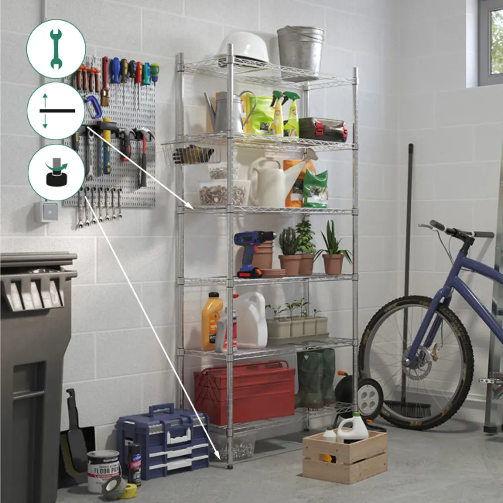 Стеллаж сетчатый KONSENSA 90x35x180 см цвет хром STLM-2202804 - Вид №8