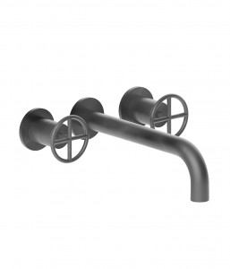 P013B+R010A  Смеситель из стены для раковинывылет 20 см ручки ограничитель потока воды до 5 л/мин при 3 бар картридж керамический 90° впуски 1/2'' без донного клапана Fantini Rubinetti FONTANE BIANCHE