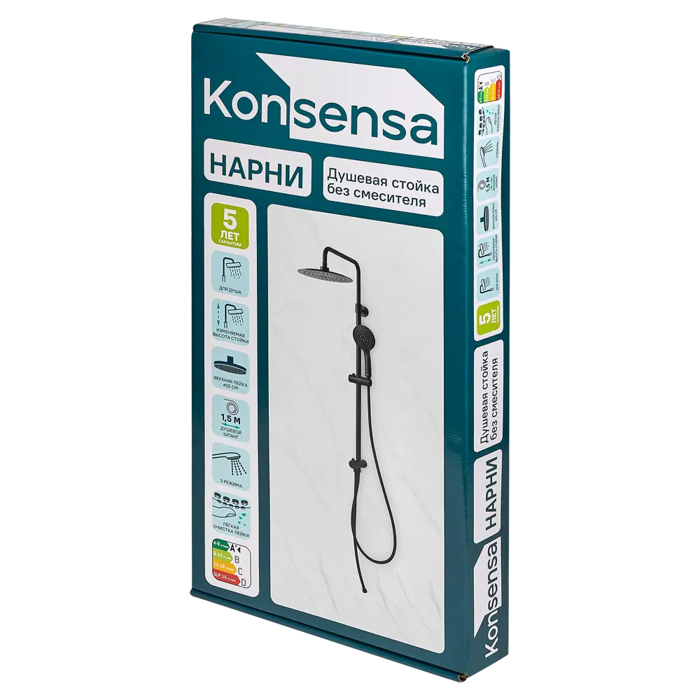 Душевая система KONSENSA Нарни 821372PC 3 режима цвет черный матовый 89397923 STLM-2172857  - Вид №10