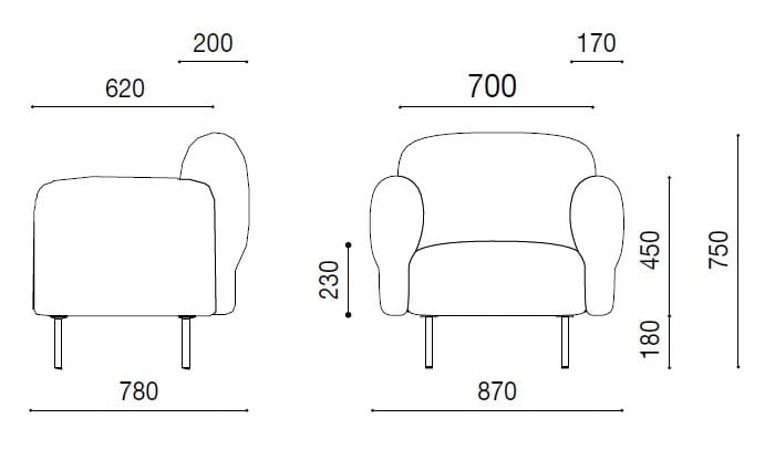 Тканевое кресло с подлокотниками Martex Bold ARCH-00094485 - Вид №2