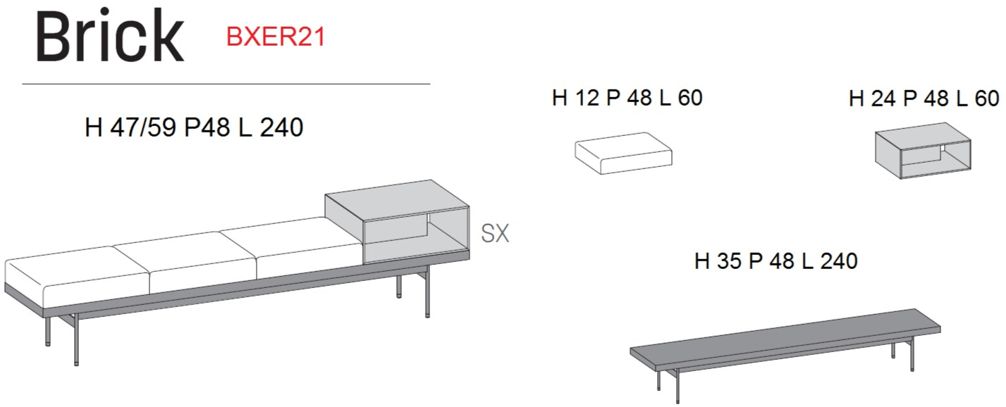 Caccaro Скамейка из ткани Brick sun-id-1479406 - Вид №1
