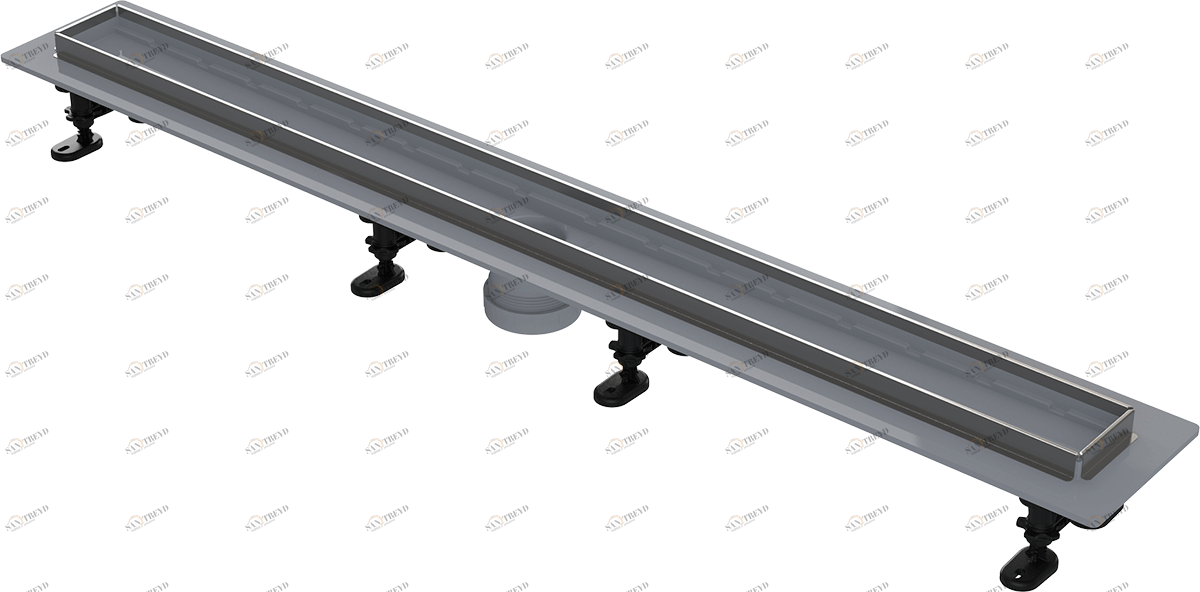 Водоотводящий желоб с порогами из нержавеющей стали для перфорированной решетки или решетки под кладку плитки, без гидрозатвора ALCAPLAST APZ2022OPTIMAL