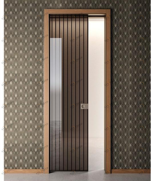 ALBED Скрытая раздвижная дверь из алюминия и стекла Ri-trait 8b sun-id-1403574