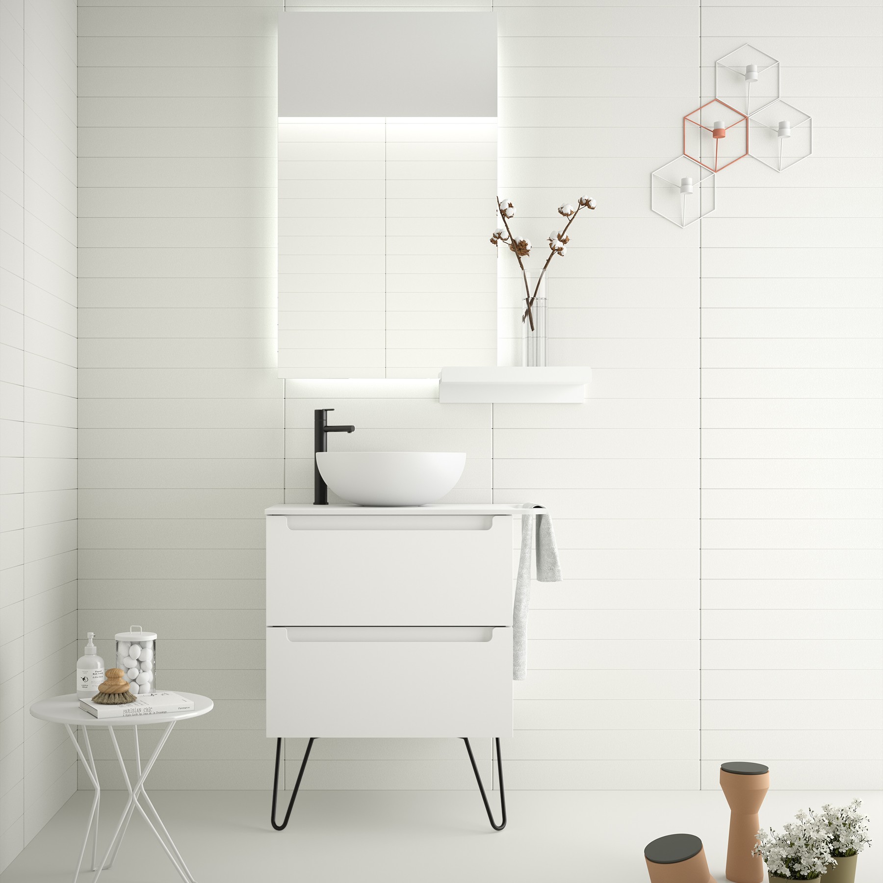 81714 SALGAR Мебель под умывальник MONTERREY 600 2 металлических ящика БЕЛЫЙ ХЛОПОК 598 x 540 x 450 мм Белый хлопок 