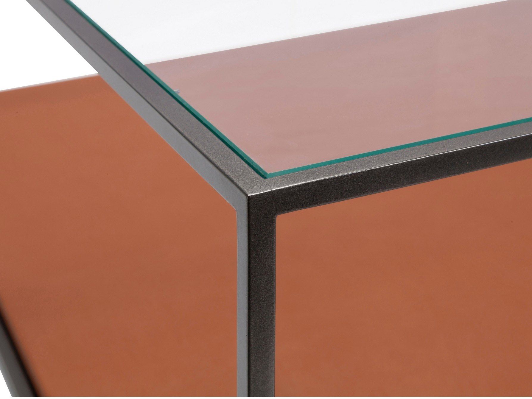 Кожаный низкий квадратный журнальный столик с журнальной стойкой Duvivier Canapés Karusa ARCH-00043518 - Вид №2